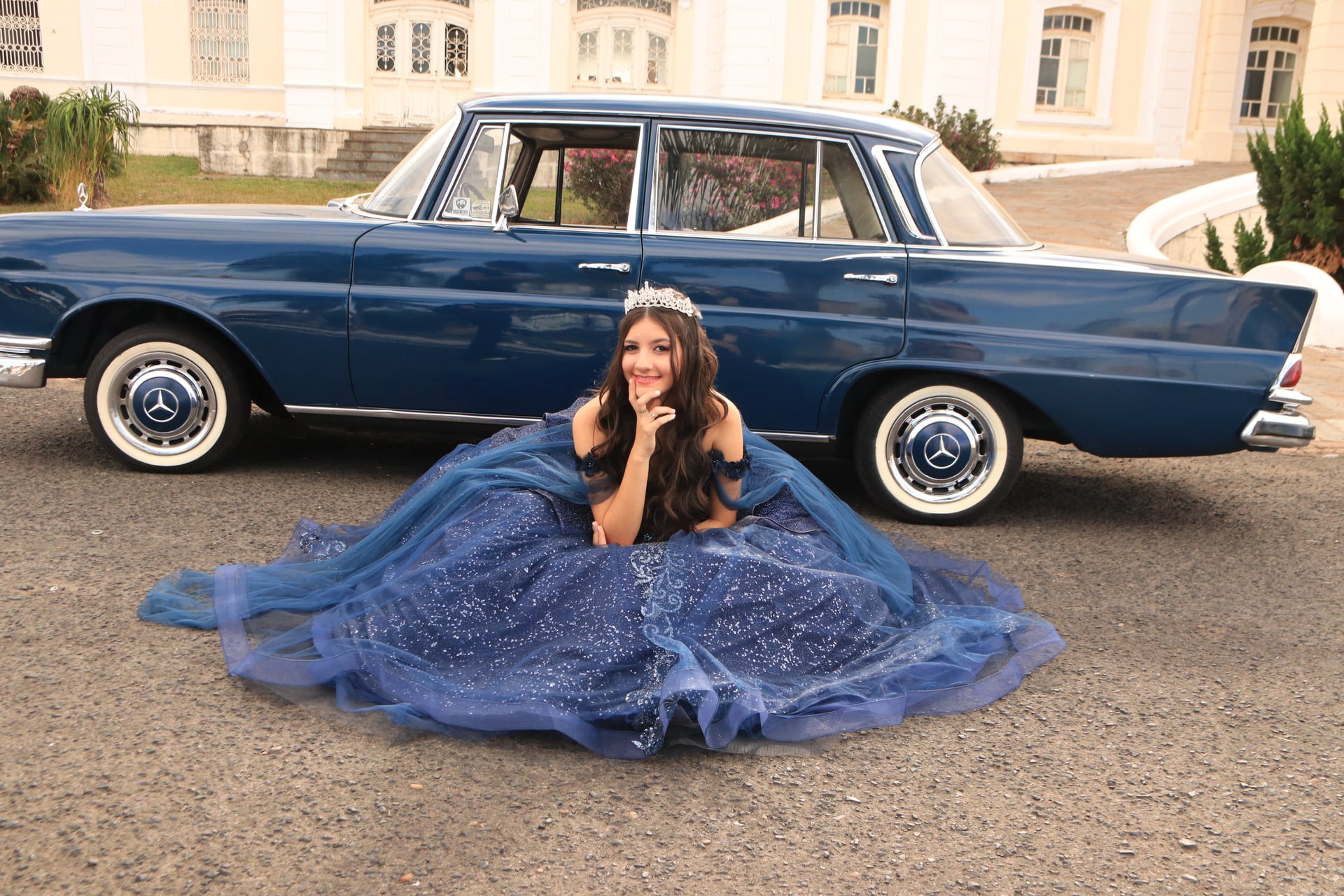 Vestido Azul Marinho Princesa - Detalhe